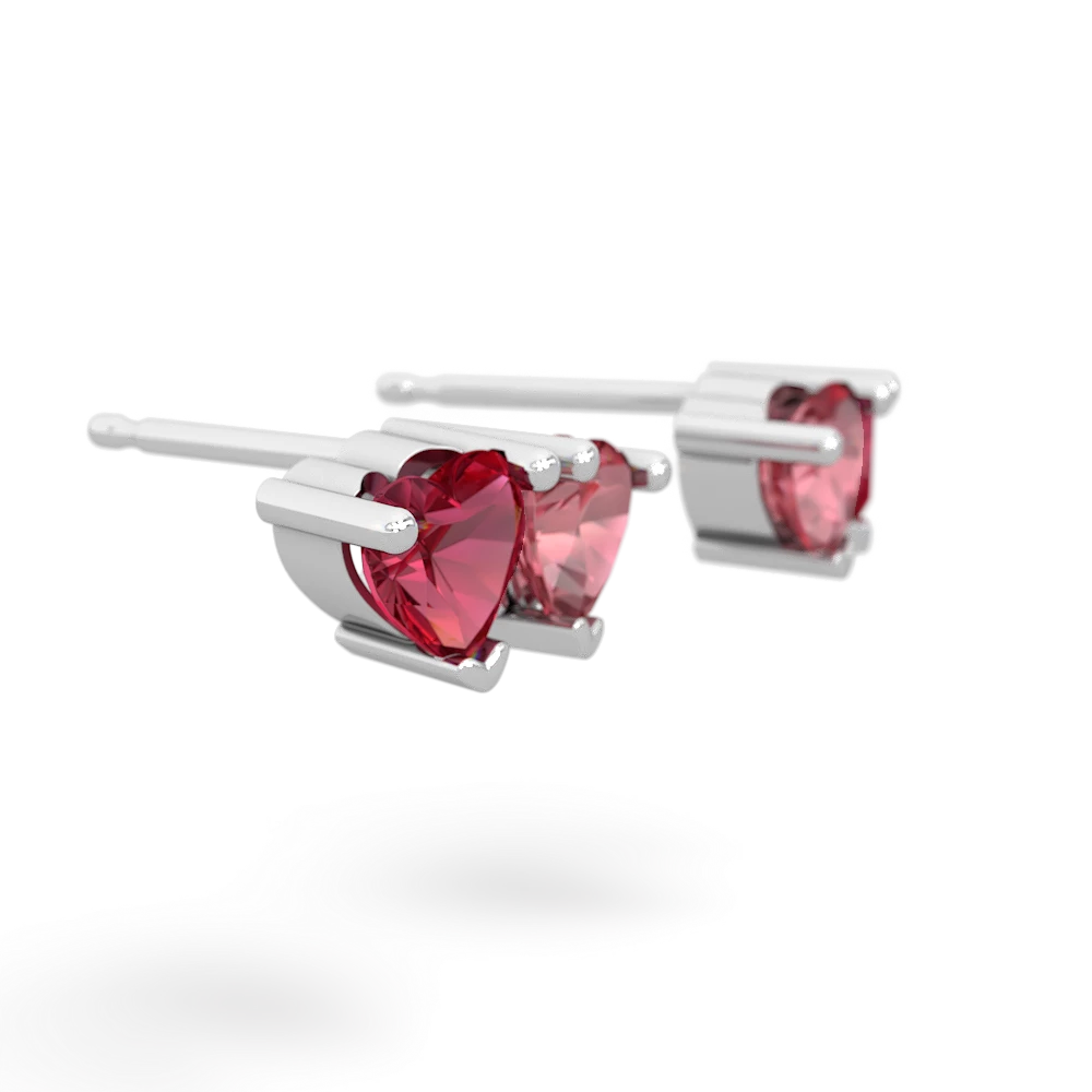 Lab Ruby Sweethearts 14K White Gold earrings E5260