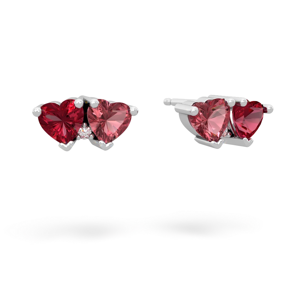 Lab Ruby Sweethearts 14K White Gold earrings E5260