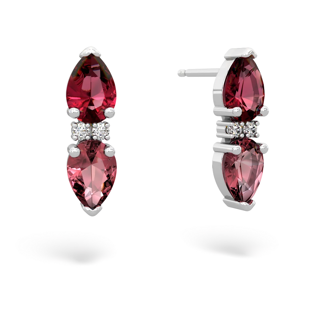 Lab Ruby Bowtie Drop 14K White Gold earrings E0865