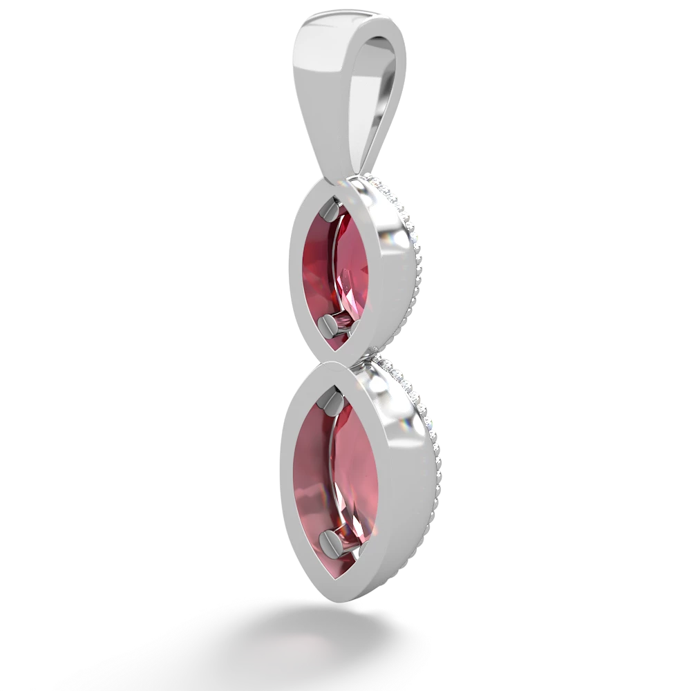 Lab Ruby Antique-Style Halo 14K White Gold pendant P5700