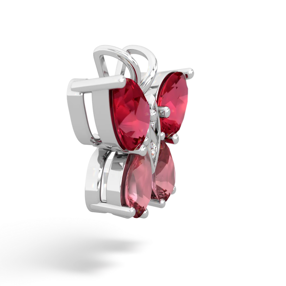 Lab Ruby Butterfly 14K White Gold pendant P2215