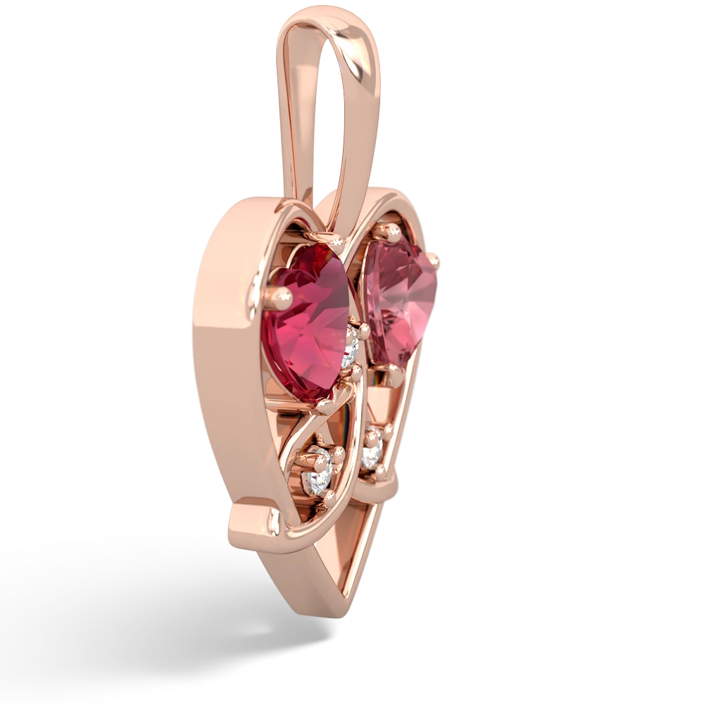 Lab Ruby Celtic Trinity Heart 14K Rose Gold pendant P5331