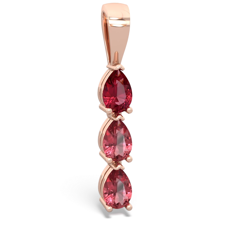 Lab Ruby Dew Drops 14K Rose Gold pendant P2251