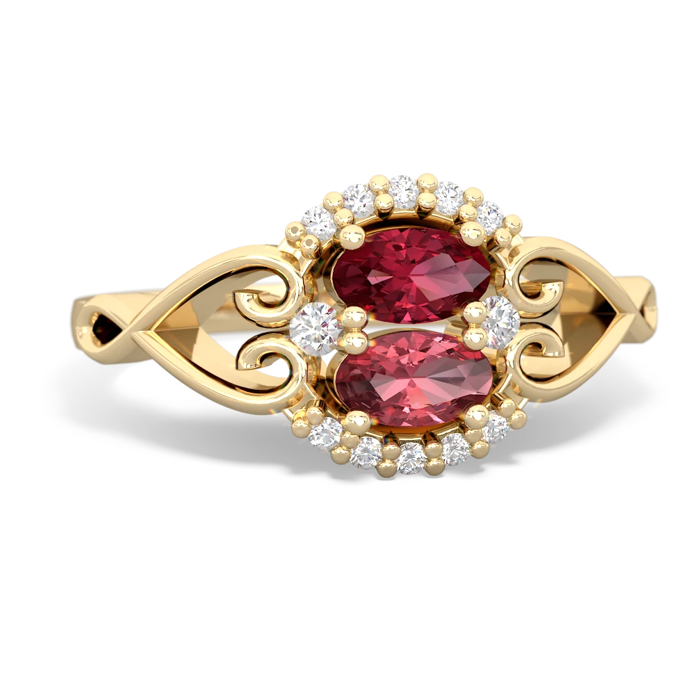 Lab Ruby Love Nest 14K Yellow Gold ring R5860