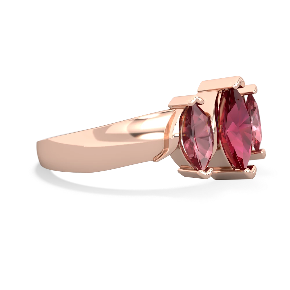 Lab Ruby Three Peeks 14K Rose Gold ring R2433