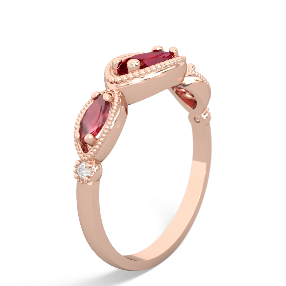 Lab Ruby Milgrain Marquise 14K Rose Gold ring R5700