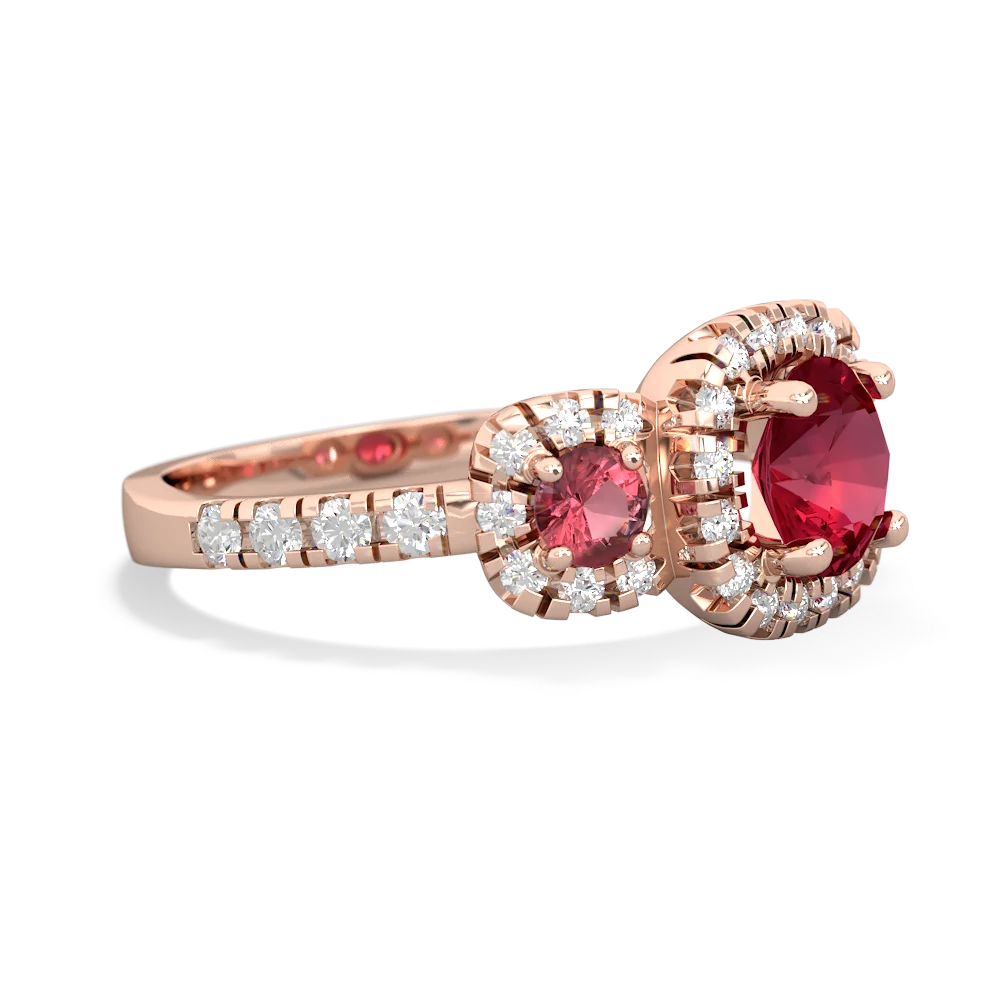 Lab Ruby Regal Halo 14K Rose Gold ring R5350