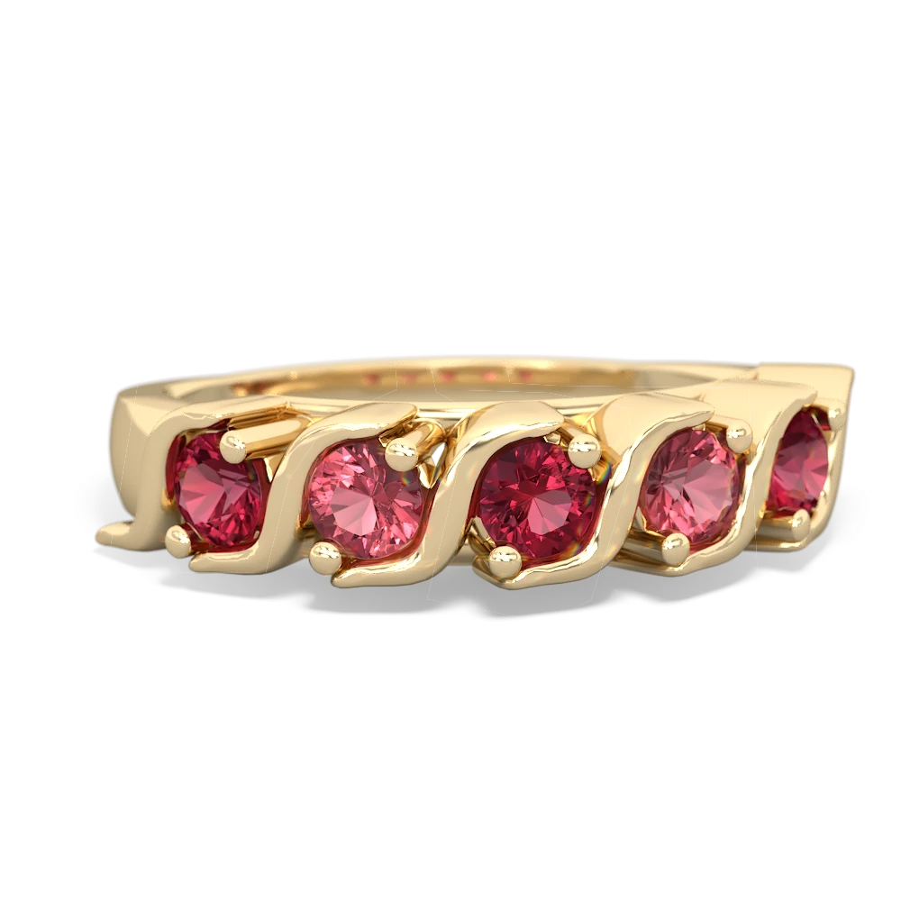 Lab Ruby Anniversary Band 14K Yellow Gold ring R2089