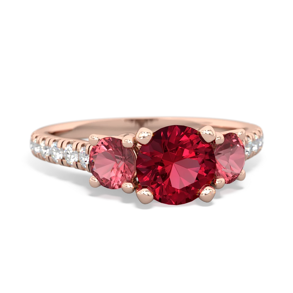 Lab Ruby Pave Trellis 14K Rose Gold ring R5500