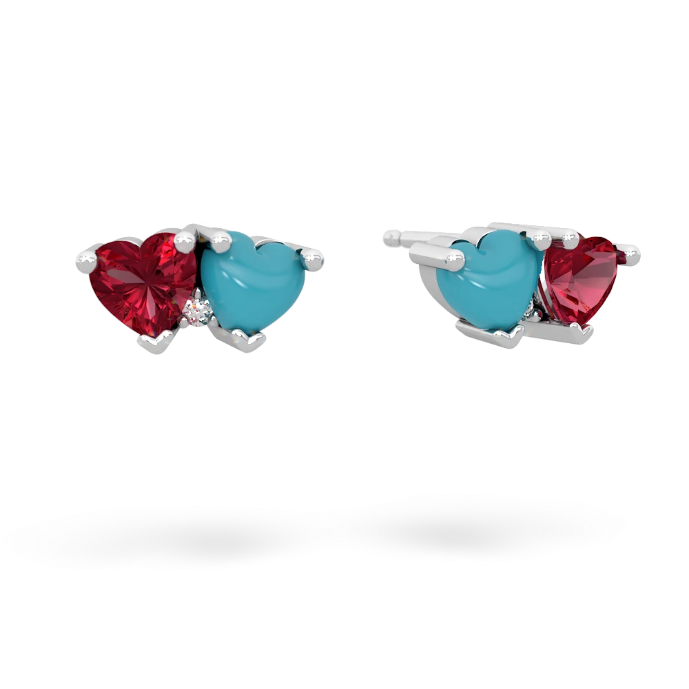 Lab Ruby Sweethearts 14K White Gold earrings E5260