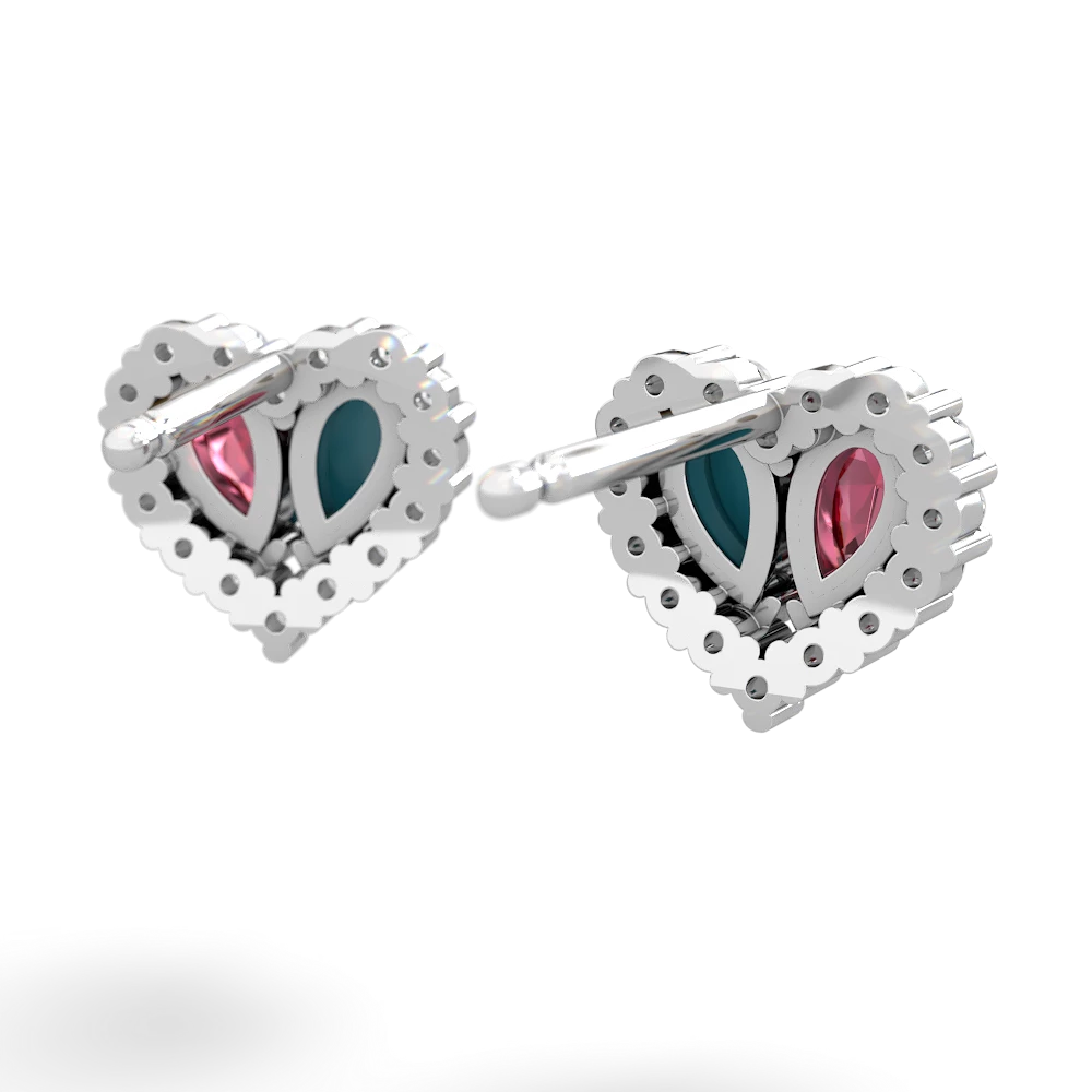 Lab Ruby Halo 14K White Gold earrings E7008