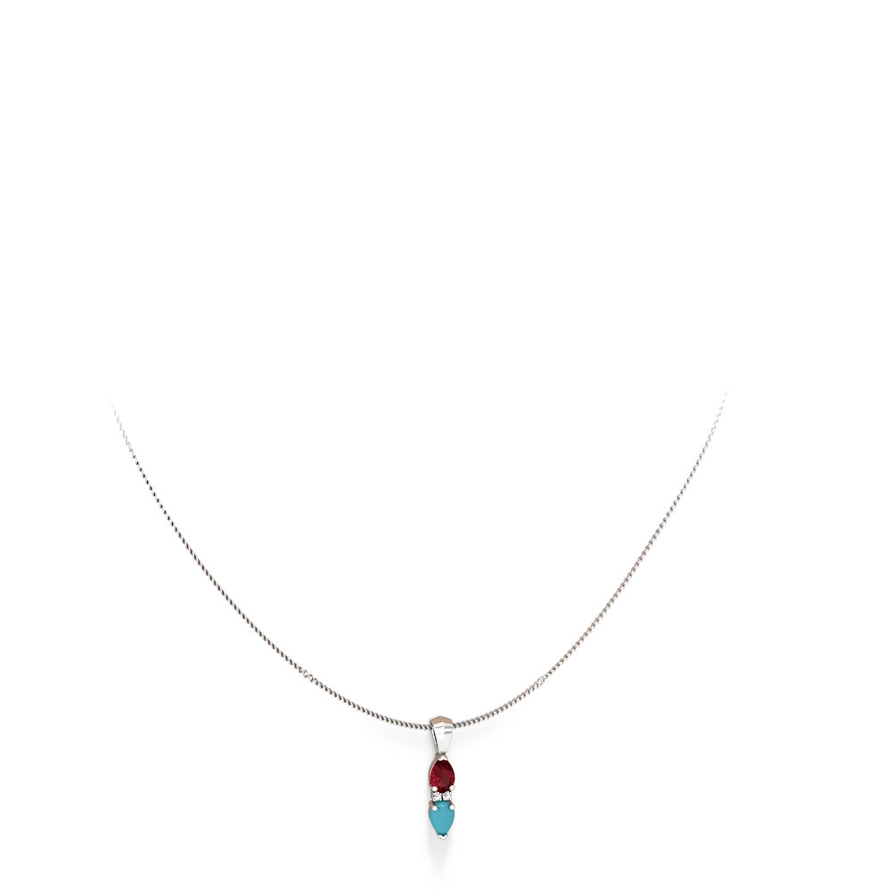 Lab Ruby Bowtie Drop 14K White Gold pendant P0865