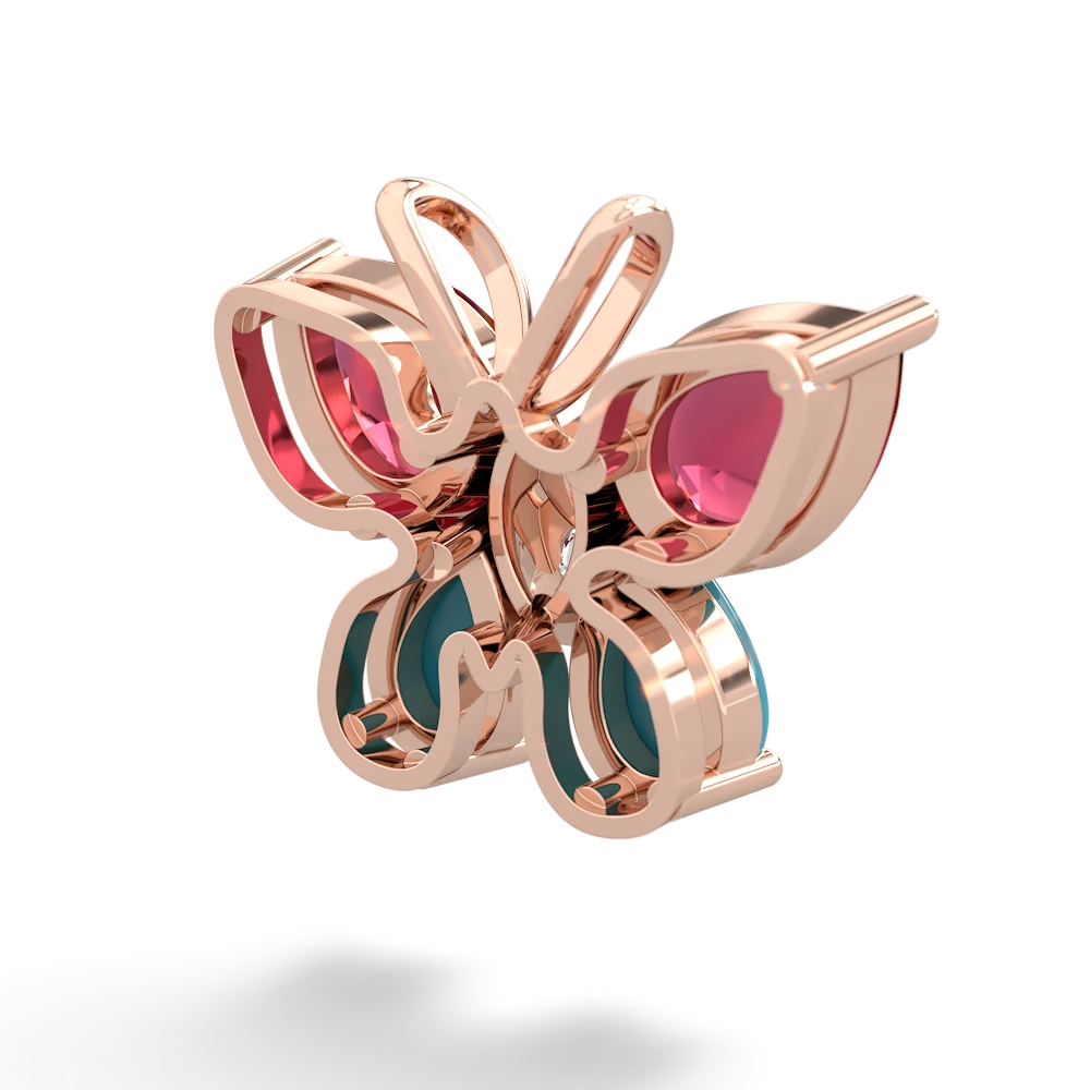 Lab Ruby Butterfly 14K Rose Gold pendant P2215