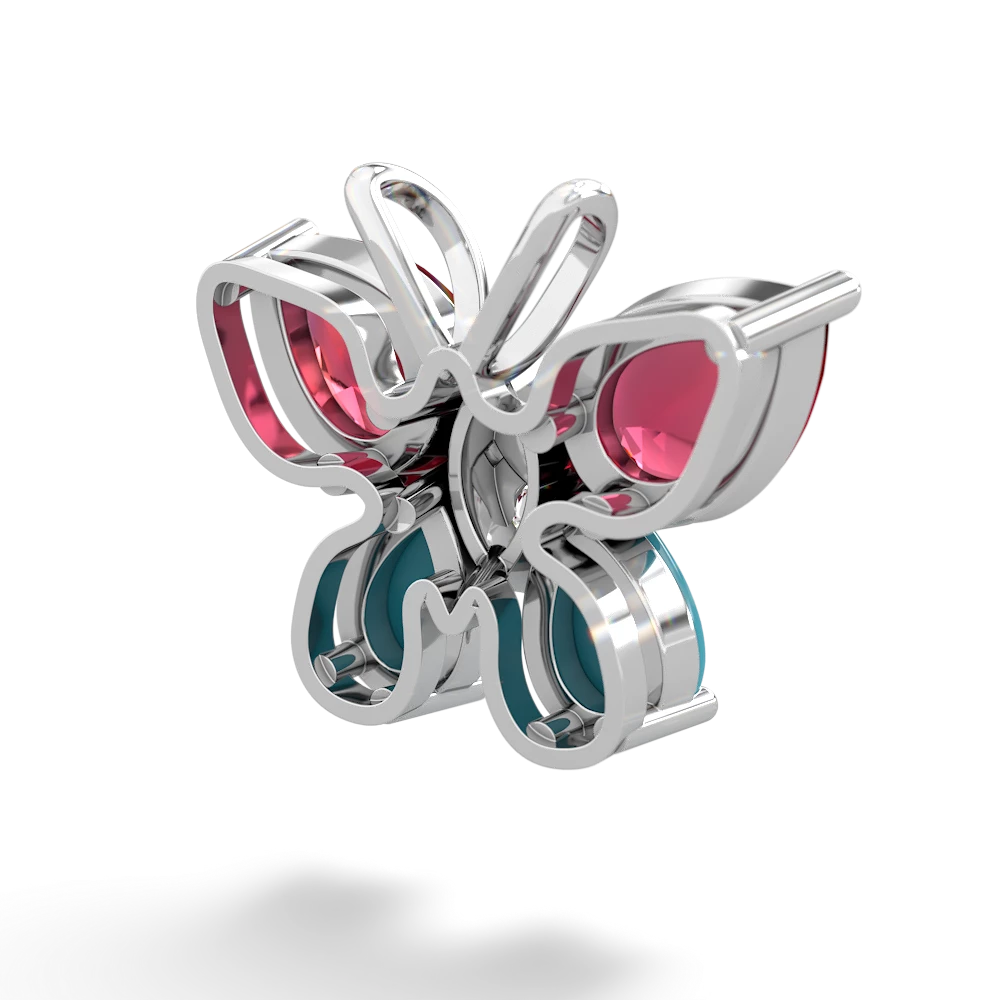 Lab Ruby Butterfly 14K White Gold pendant P2215