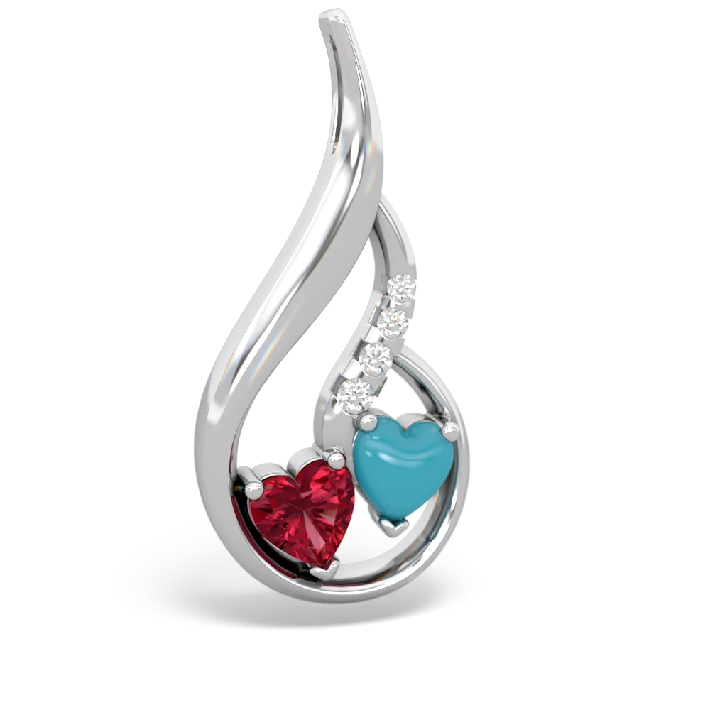 Lab Ruby Keepsake Curves 14K White Gold pendant P5450