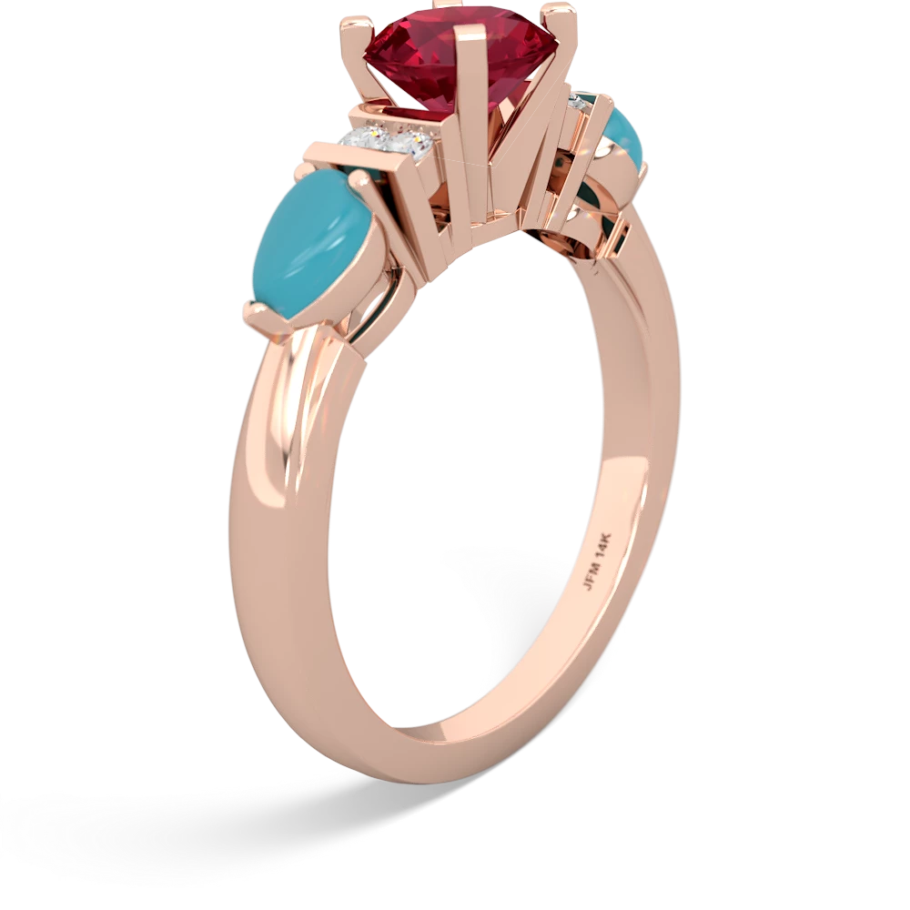 Lab Ruby 6Mm Round Eternal Embrace Engagement 14K Rose Gold ring R2005