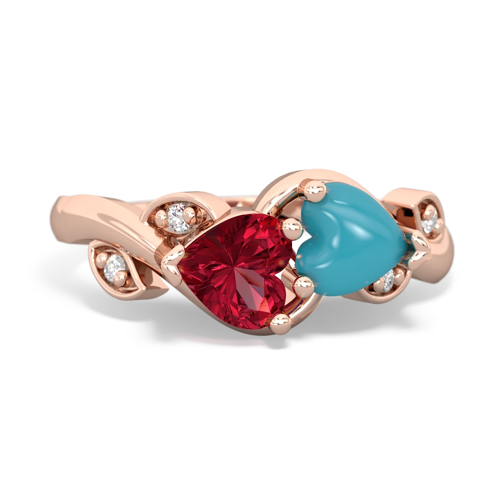 Lab Ruby Floral Elegance 14K Rose Gold ring R5790