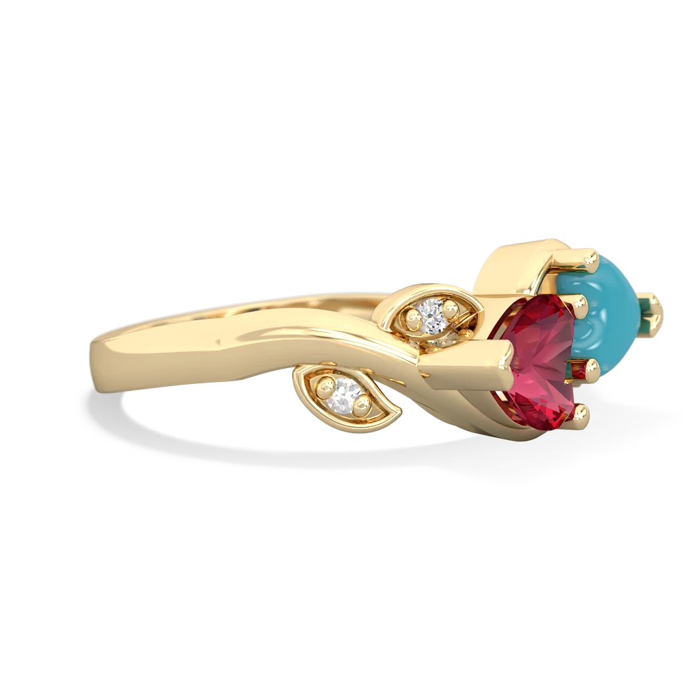 Lab Ruby Floral Elegance 14K Yellow Gold ring R5790