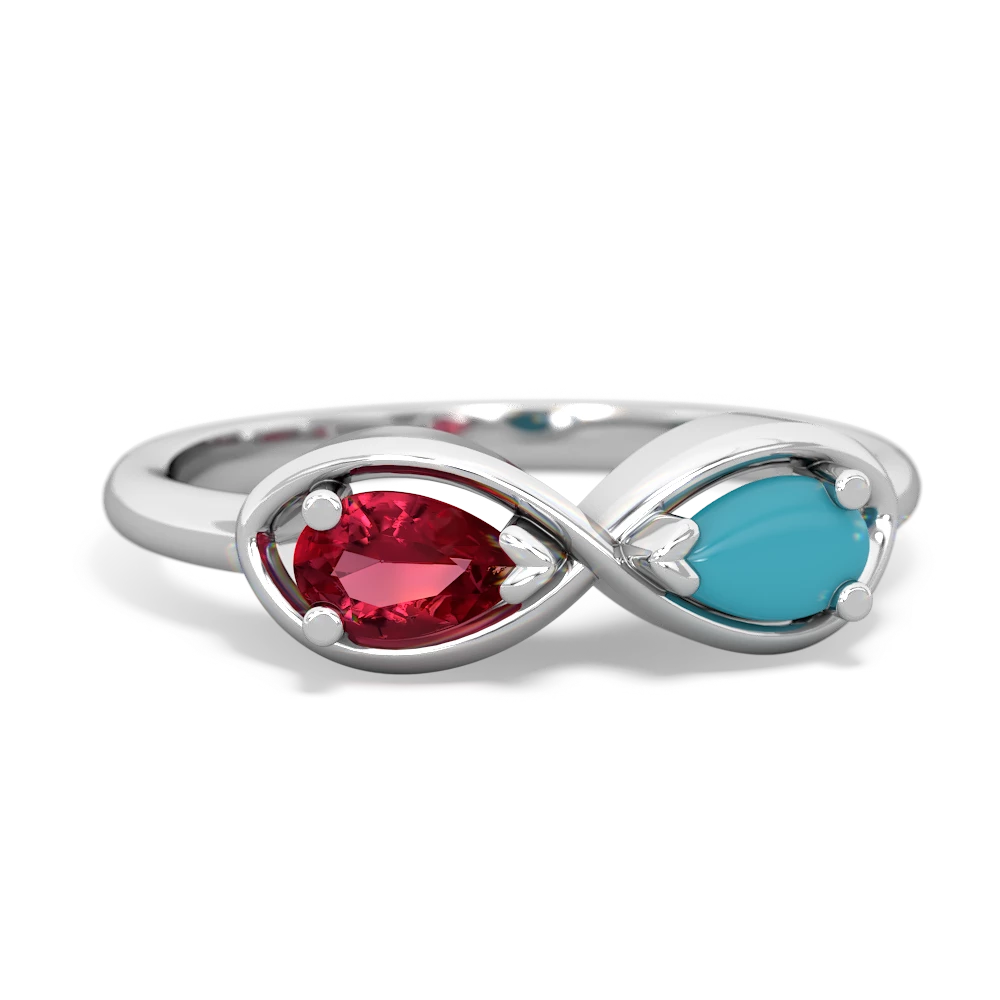 Lab Ruby Infinity 14K White Gold ring R5050