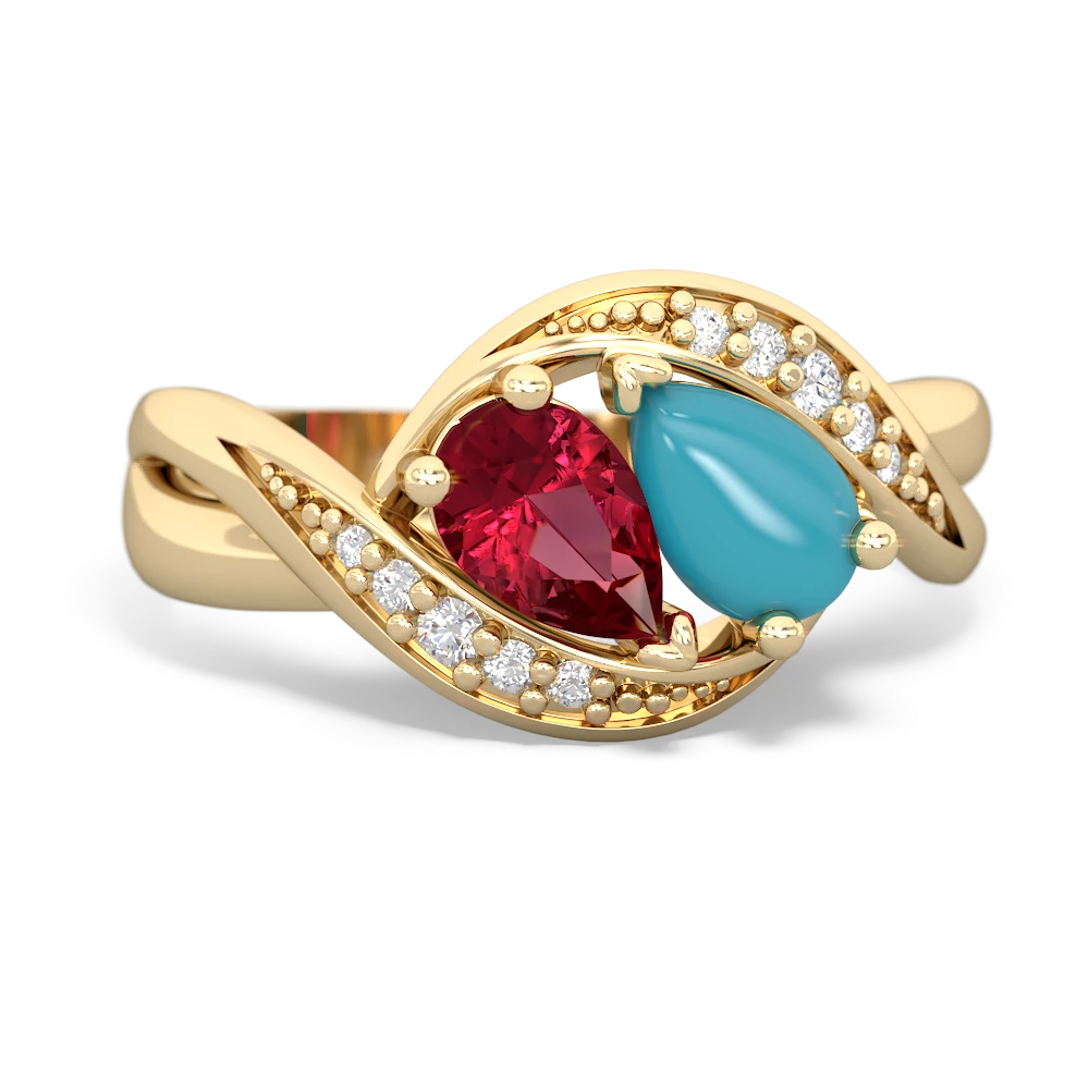 Lab Ruby Summer Winds 14K Yellow Gold ring R5342