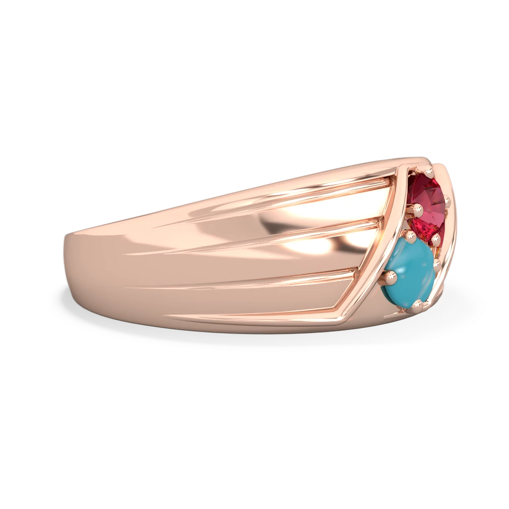 Lab Ruby Men's Streamline 14K Rose Gold ring R0460