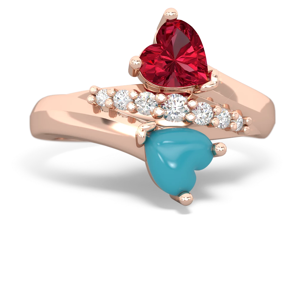 Lab Ruby Heart To Heart 14K Rose Gold ring R2064