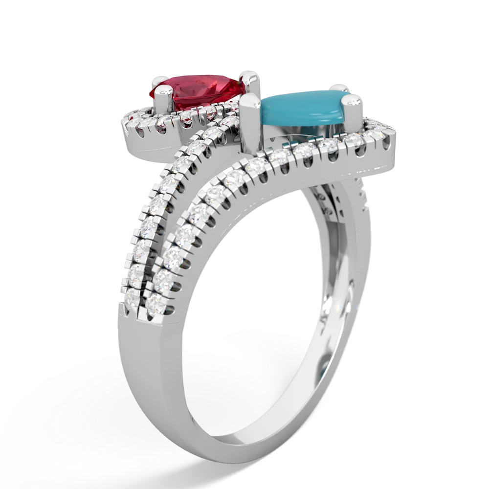 Lab Ruby Diamond Dazzler 14K White Gold ring R3000