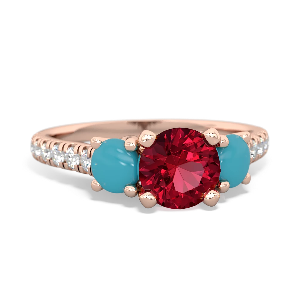 Lab Ruby Pave Trellis 14K Rose Gold ring R5500