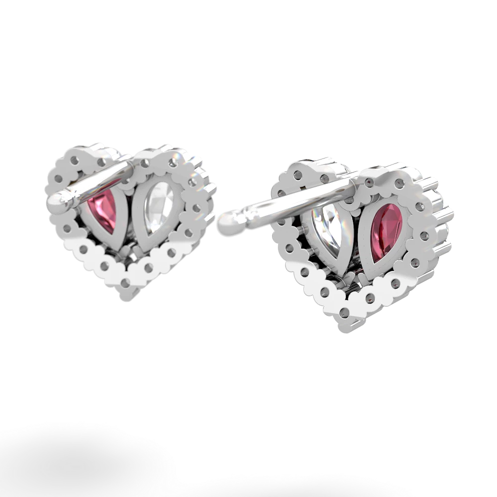 Lab Ruby Halo 14K White Gold earrings E7008