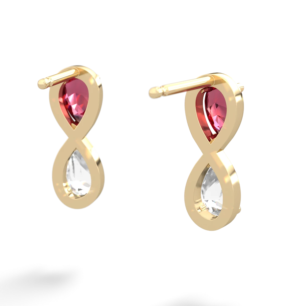 Lab Ruby Infinity 14K Yellow Gold earrings E5050