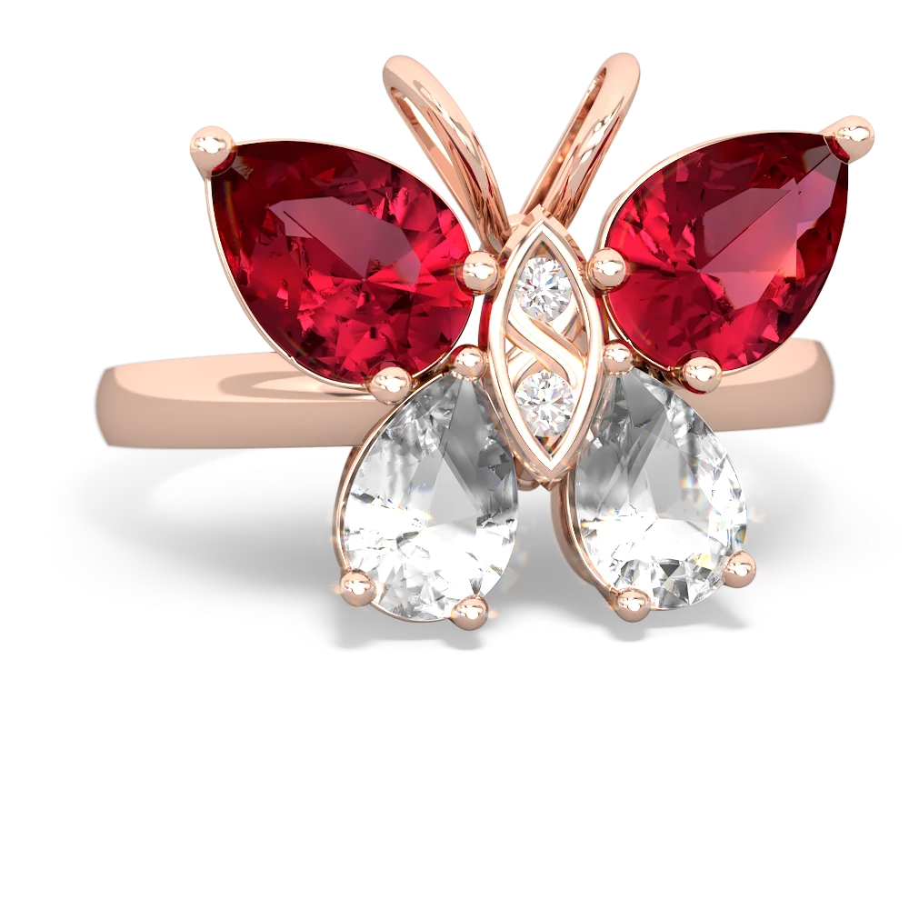 Lab Ruby Butterfly 14K Rose Gold ring R2215