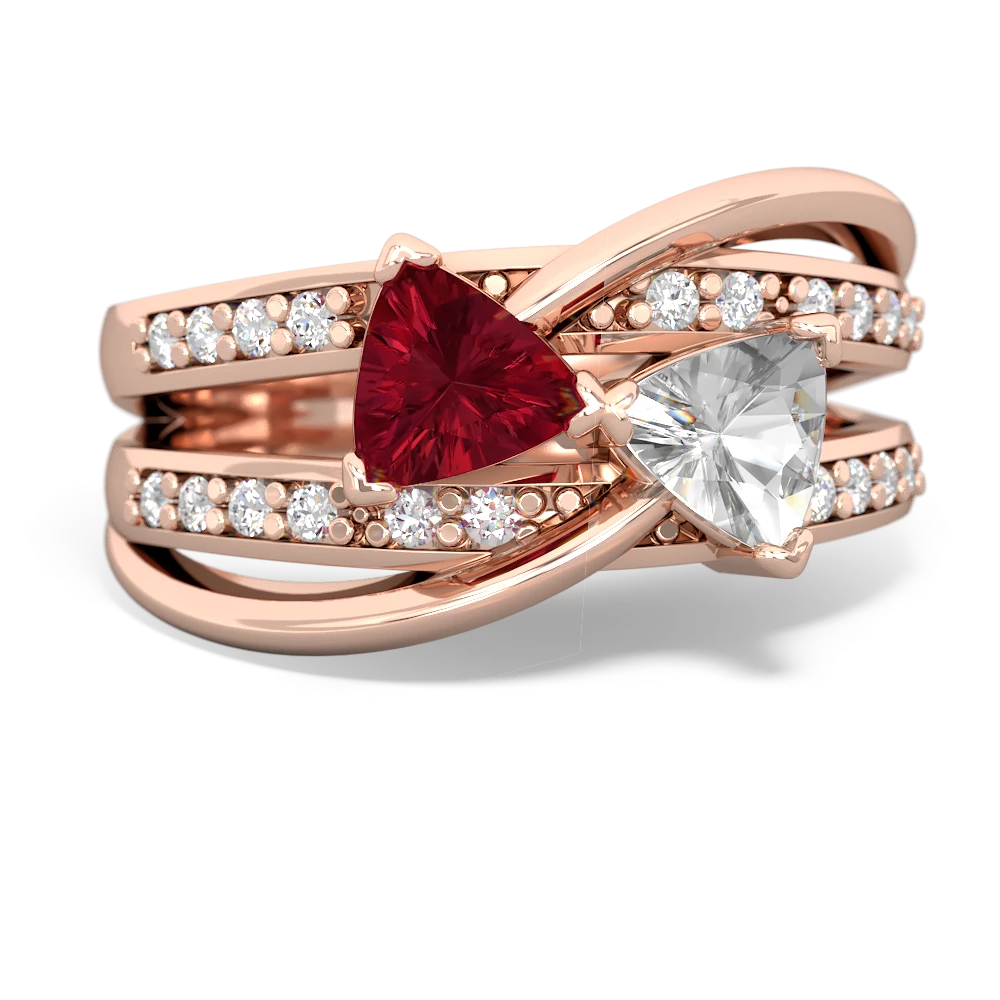 Lab Ruby Bowtie 14K Rose Gold ring R2360