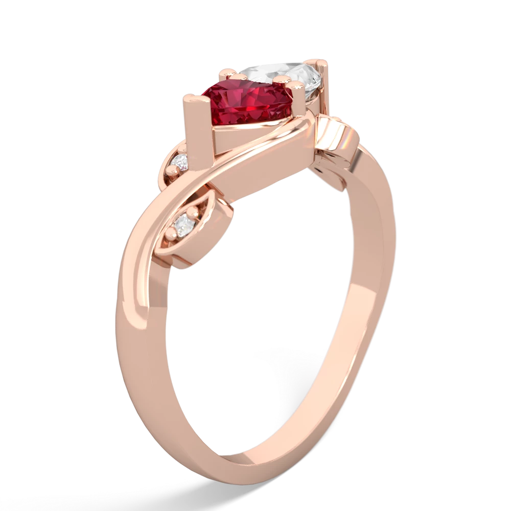 Lab Ruby Floral Elegance 14K Rose Gold ring R5790