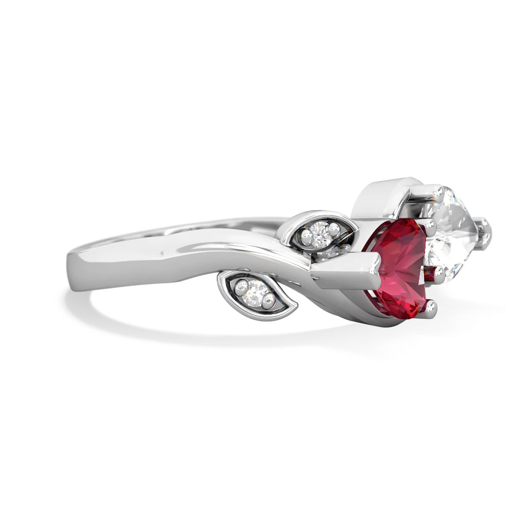 Lab Ruby Floral Elegance 14K White Gold ring R5790