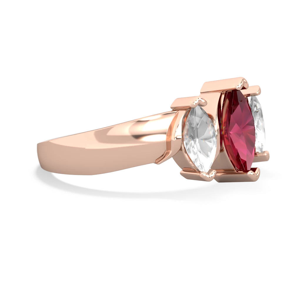 Lab Ruby Three Peeks 14K Rose Gold ring R2433