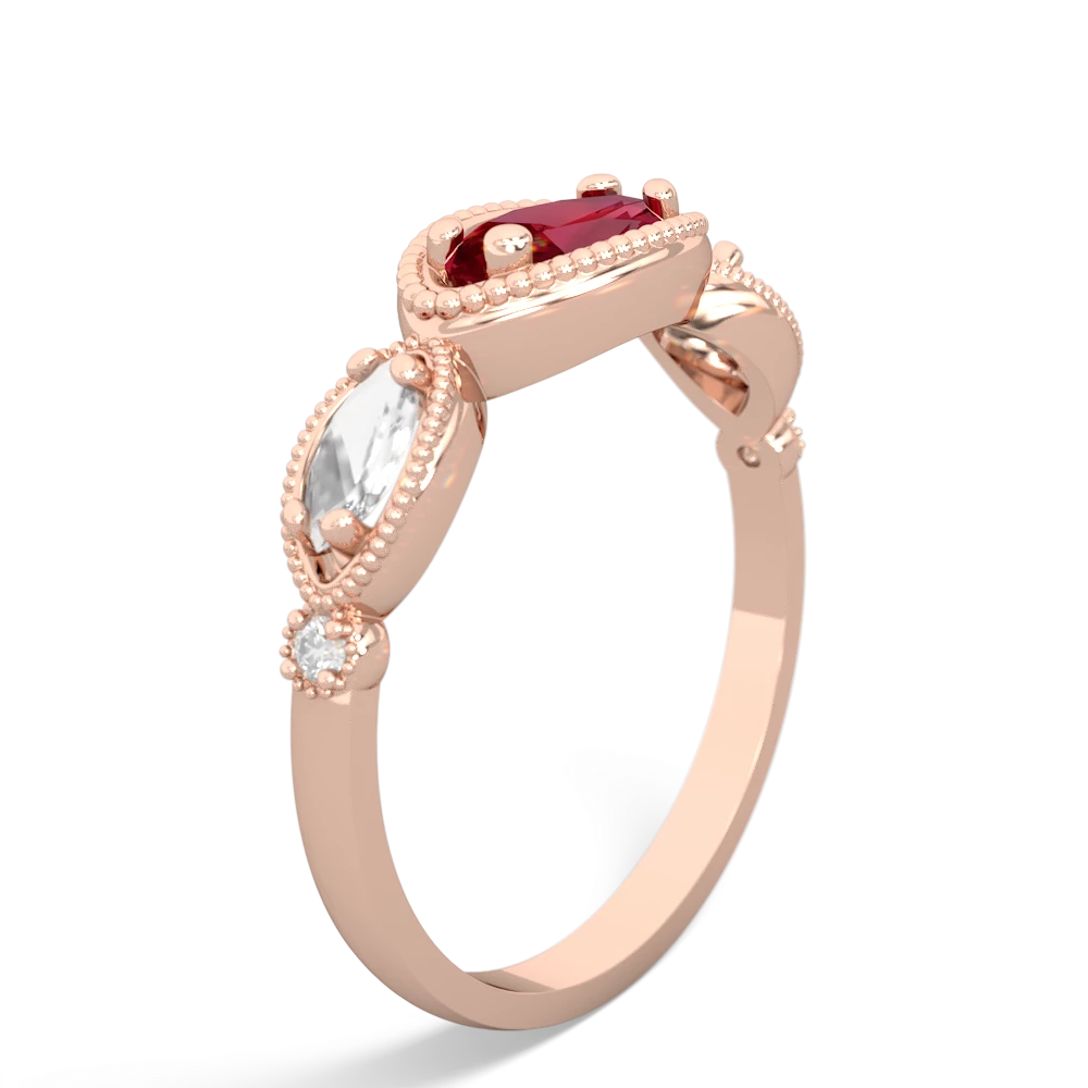 Lab Ruby Milgrain Marquise 14K Rose Gold ring R5700