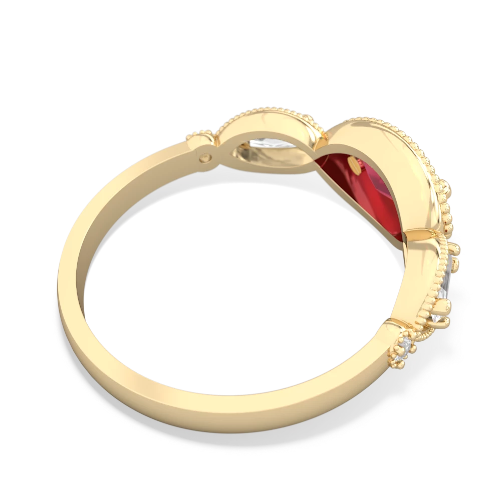 Lab Ruby Milgrain Marquise 14K Yellow Gold ring R5700