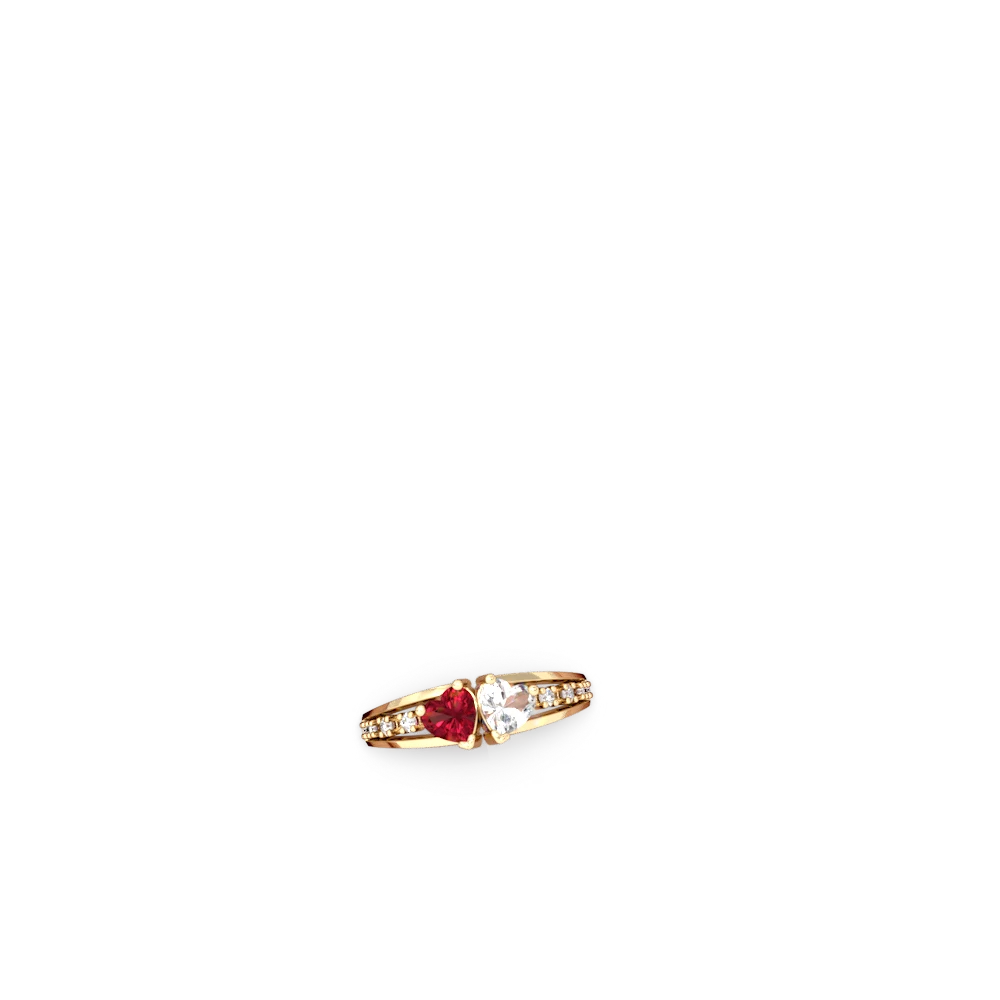 Lab Ruby Heart To Heart 14K Yellow Gold ring R3342