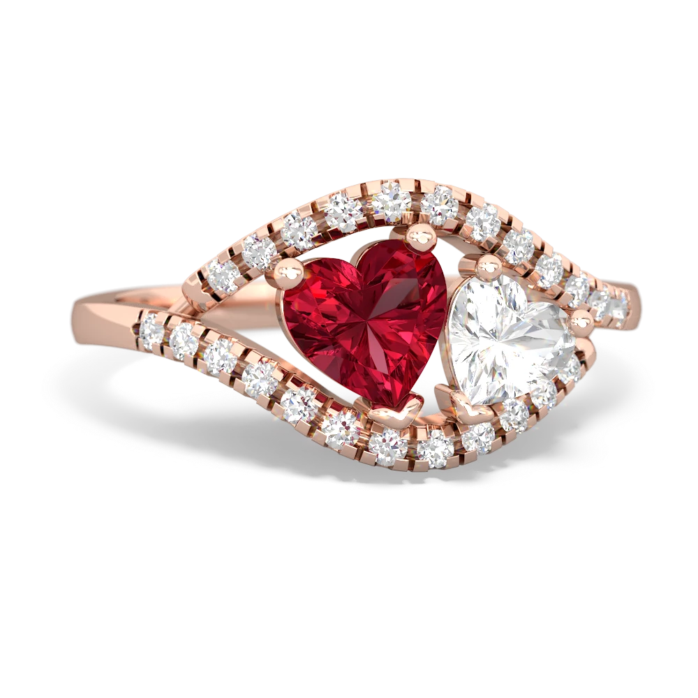 Lab Ruby Mother And Child 14K Rose Gold ring R3010