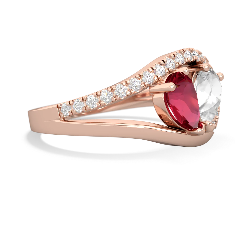 Lab Ruby Nestled Heart Keepsake 14K Rose Gold ring R5650