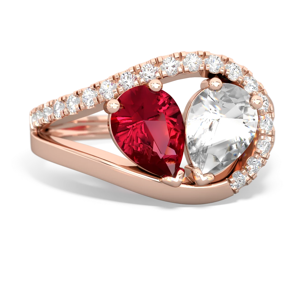 Lab Ruby Nestled Heart Keepsake 14K Rose Gold ring R5650