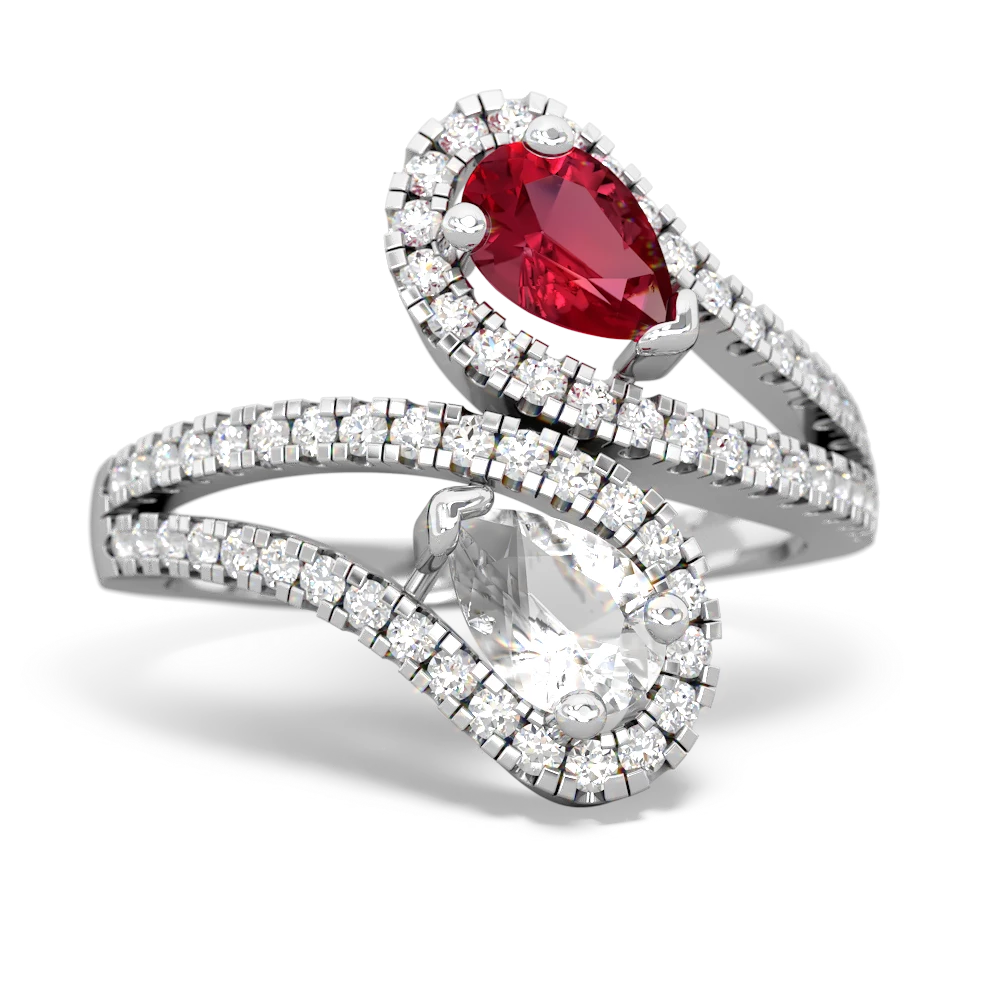 Lab Ruby Diamond Dazzler 14K White Gold ring R3000