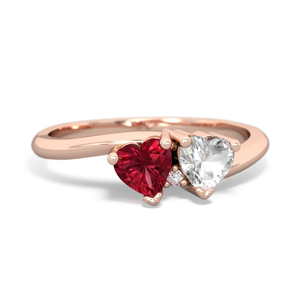 Lab Ruby Sweethearts 14K Rose Gold ring R5260