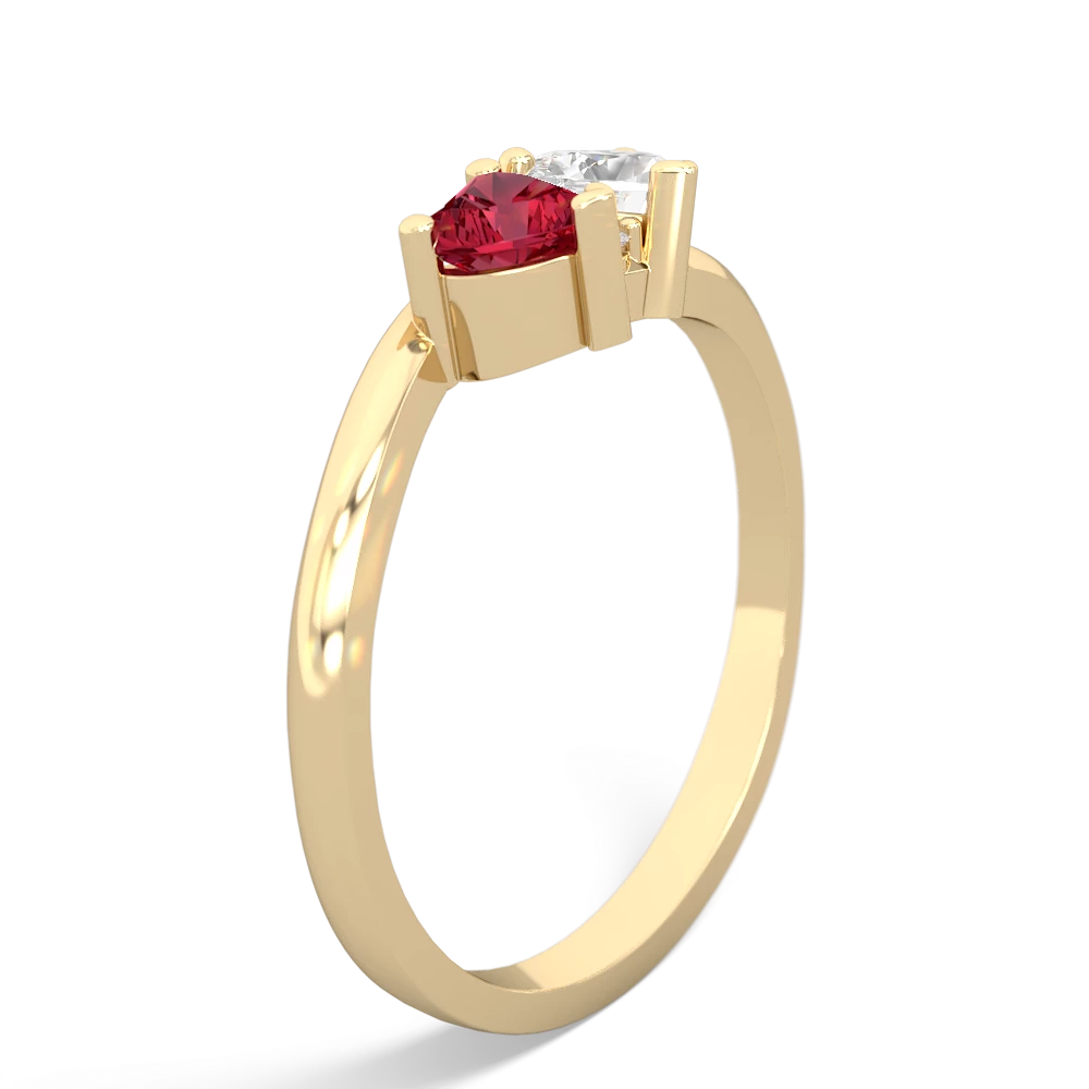 Lab Ruby Sweethearts 14K Yellow Gold ring R5260