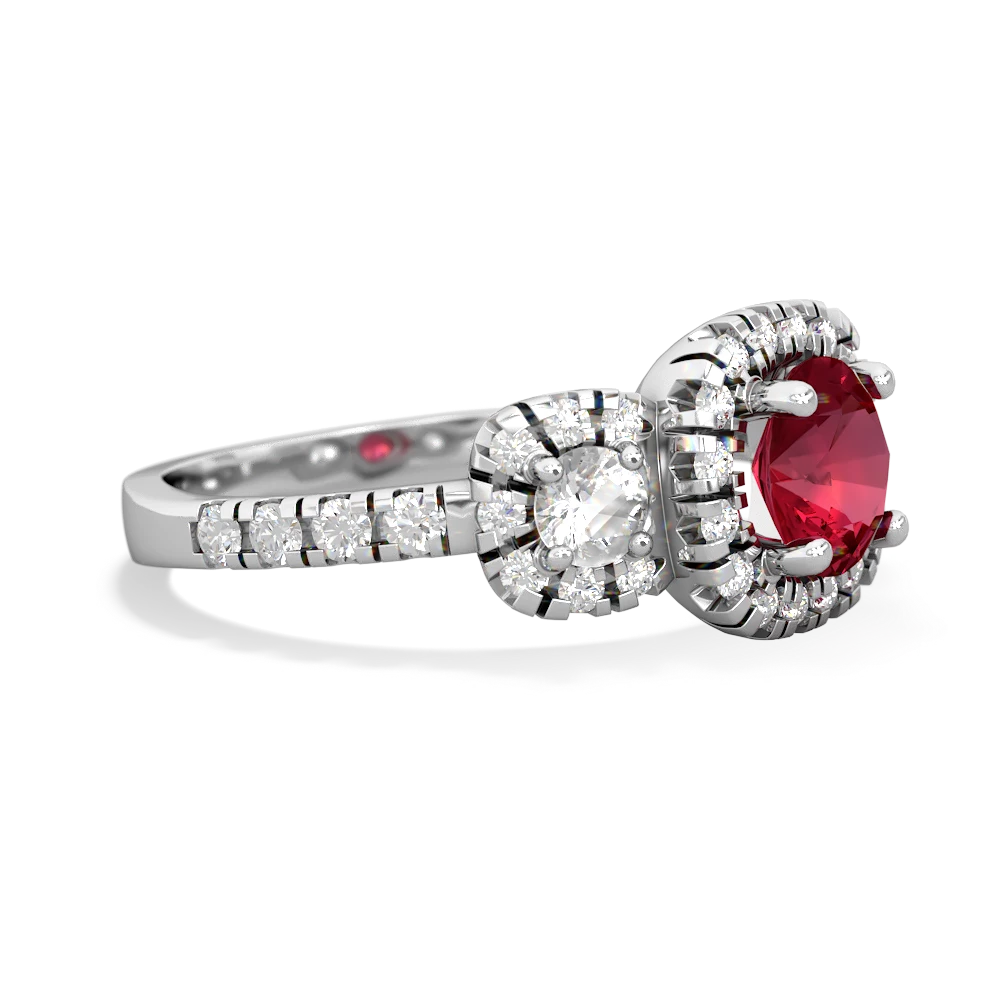 Lab Ruby Regal Halo 14K White Gold ring R5350