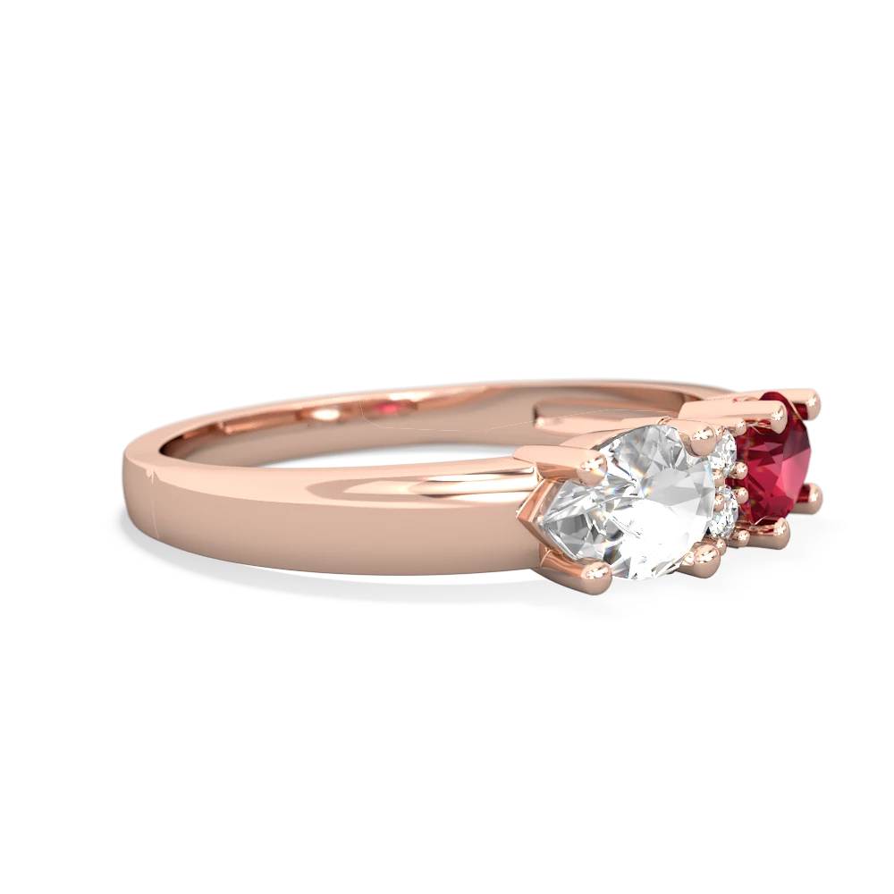 Lab Ruby Pear Bowtie 14K Rose Gold ring R0865