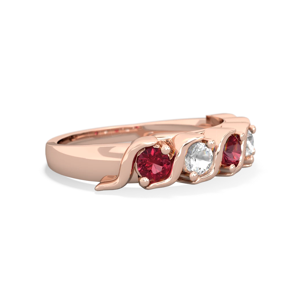 Lab Ruby Anniversary Band 14K Rose Gold ring R2089