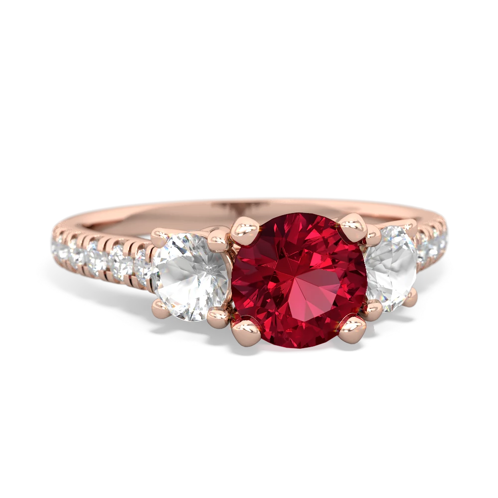 Lab Ruby Pave Trellis 14K Rose Gold ring R5500