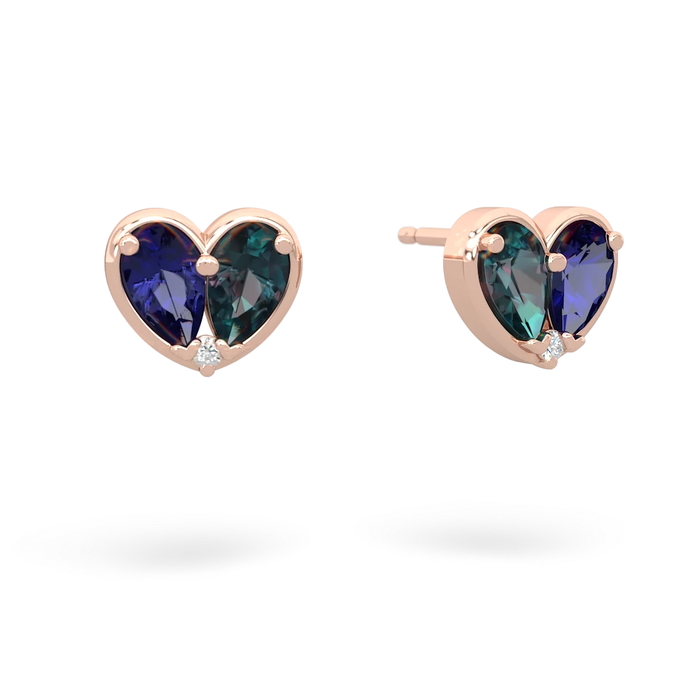 Lab Sapphire 'Our Heart' 14K Rose Gold earrings E5072