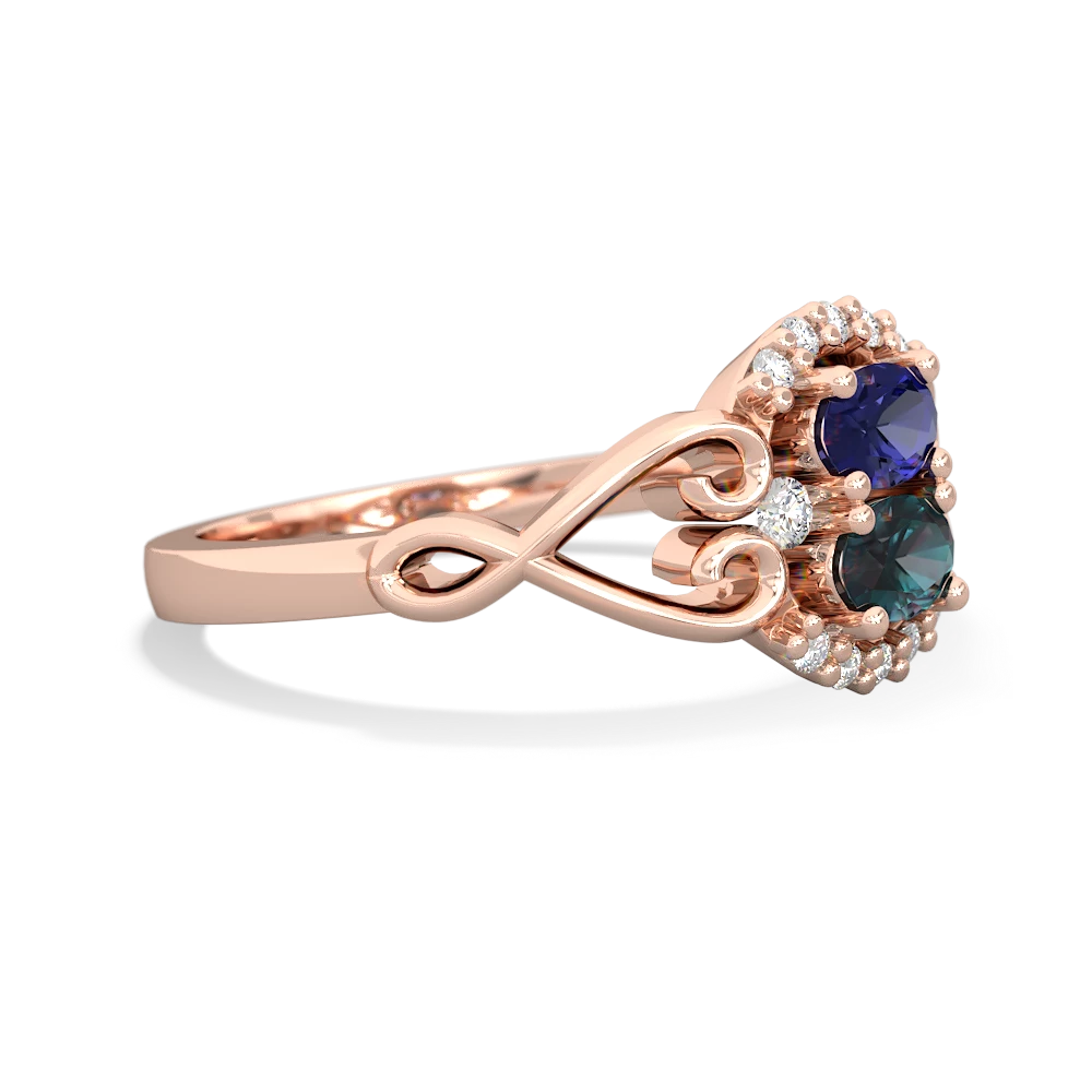 Lab Sapphire Love Nest 14K Rose Gold ring R5860